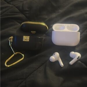 Apple AirPods with Black and Gold Case